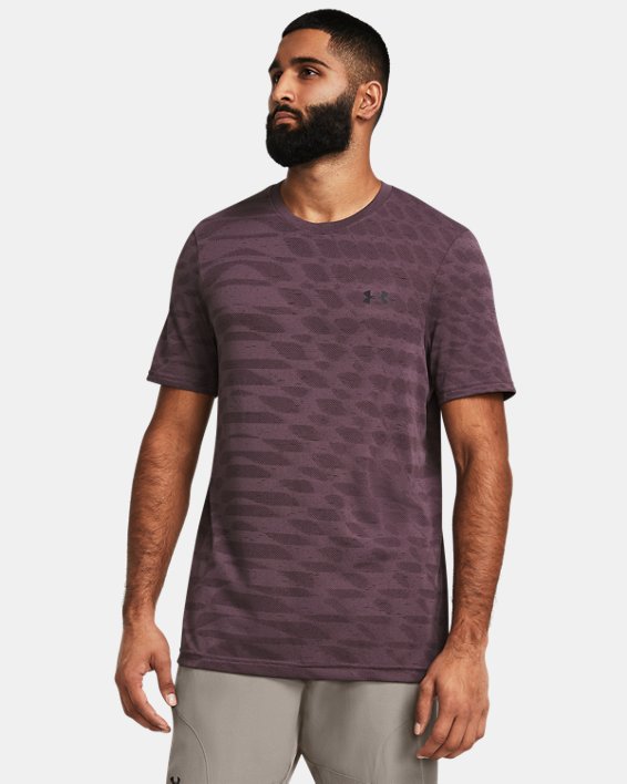 เสื้อแขนสั้น UA Seamless Ripple สำหรับผู้ชาย in Purple image number 0